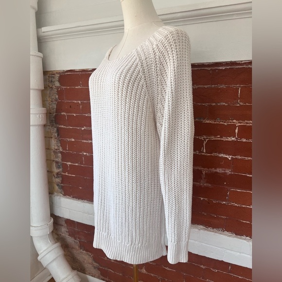 Aritzia Wilfred  Randonnai Linen Blend Sweater in Ivory  Chunky Knit Size Medium - Picture 2 of 12